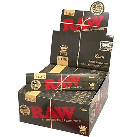 Classic Black King Size Slim Rolling Papers Natural Unrefined Ultra Thin 110mm 50 Packs For Smooth Burns And Easy Breezy Rolls