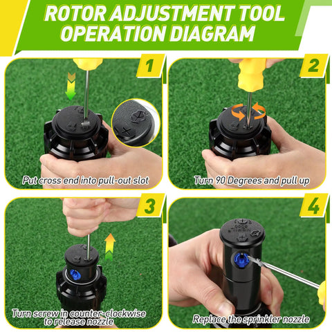 4 Pack Sprinkler Key And Adjustment Tool Kit For Rain Bird 5000 And Hunter PGP Heads Rotor Nozzle Wrench Set instructional diagram
