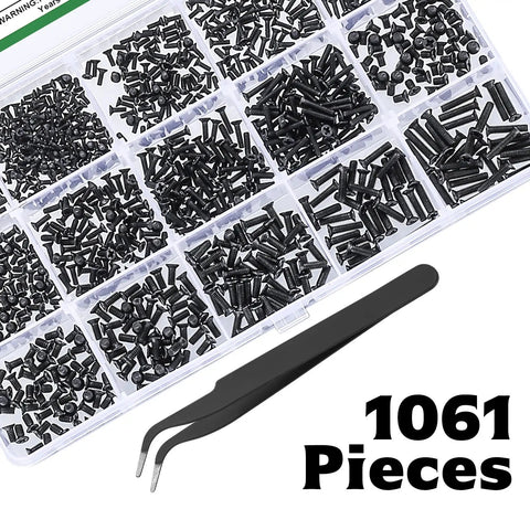 Pro Grade 1060 Pcs Small Laptop Screws Kit With Tweezers Micro Flat Head Phillips Countersunk Bolts Replacement Computer Screws Set