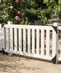 Heavy Duty Sliding Gate Hardware Kit With Smooth Roll Wheels For 1 To 2 Inch Wood Fence Gates installed in garden with anti sag brackets