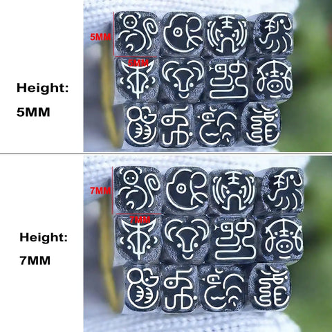Metal Letter Stamp Set With Chinese Zodiac Rooster Pattern 5mm Punch Kit for Jewelry Leather Wood DIY Craft Carving comparison 5mm 7mm