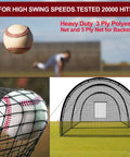 32x12x8 Ft Baseball Batting Cage With Frame And Net, Heavy Duty Training Netting For Hitting And Pitching Practice