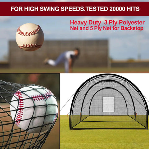 32x12x8 Ft Baseball Batting Cage With Frame And Net, Heavy Duty Training Netting For Hitting And Pitching Practice