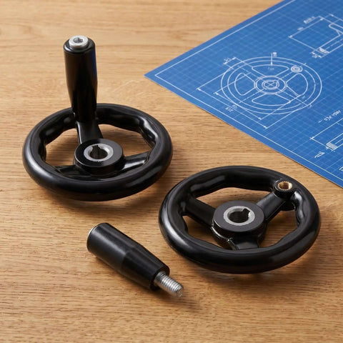 2 Pack Bakelite Hand Wheel Set For Lathe And Drill Press 4 Inch Machine Tool Handle With Revolving Crank Knob Grip Anti Slip Texture Easy