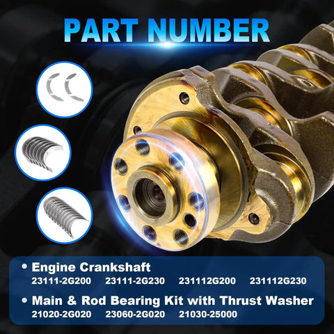2.4L Engine Crankshaft And Bearings Kit For Hyundai Sonata Santa Fe Tucson And Kia Optima Sportage Sorento Forte