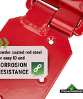 Temporary Roof Anchor Bracket For Heavy Duty Safety And Fall Protection In Roofing Jobs Stainless Steel Construction Grade ANSI And OSHA Compliant Rooftop Anchor Point For Secure Restraint And Quick Setup; red powder-coated steel for corrosion resistance.