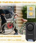 Wireless Bike Alarm With Remote For Your Ride, 135dB anti theft security alarm on bicycle, adjustable volume, waterproof IPX5