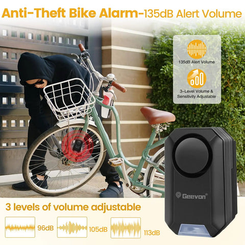 Wireless Bike Alarm With Remote For Your Ride, 135dB anti theft security alarm on bicycle, adjustable volume, waterproof IPX5