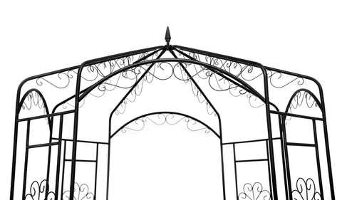 Steel Garden Arch For Climbing Plants, 8 Feet High By 5 Feet 2 Inches Wide, Outdoor Yard Arbor With Weather Resistant Black Epoxy Finish