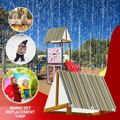 Canopy Replacement For Swing Sets With 600D Oxford Cloth And PVC Coating, 228x109 cm in playground setting.