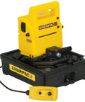 Economy Electric Hydraulic Pump With VM4 Valve And 1 Gal Reservoir 115 Volt Rugged Carry Handle visible on base
