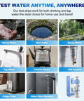 Image showcasing waters tested with the No Sweat 21-In-1 Home Water Test Kit With 145 Strips And Four Bacteria Checks for spring and well water.