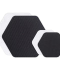 Hex Peel And Stick Repair Patches Kit With Two 2.5 Inch And Two 1.5 Inch Patches In Clear And Black No Sew No Heat Quick Fix For Holes