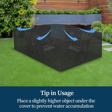 All Weather Rectangle Patio Furniture Cover For Outdoor Dining Tables And Chairs, Waterproof And UV Resistant, Black