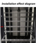 Installation view of Heavy-Duty 0.5U Server Rack Cable Lacing U-Bar, 19 Inch Horizontal Mount Steel Bar in cabinet.
