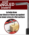 Post angled inward illustration showing heavy duty aluminum universal fence clamps two pack for workshop jigs and setups.