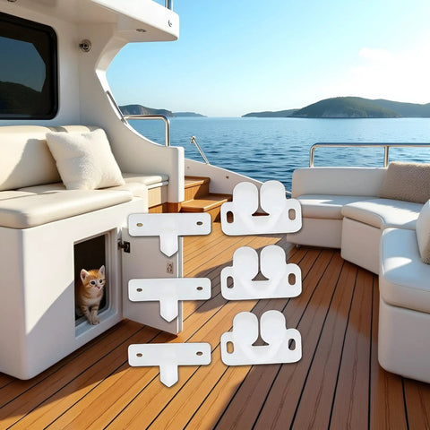Set Of 3 White Ball Catch Latches For Cabinets And Cupboards Marine Grade Door Closures That Snap With Spring Back Plates on boat deck