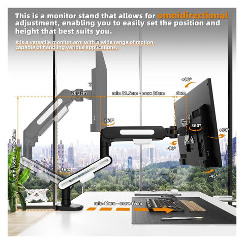 Level Up Your Workspace With A Sturdy Rotating Mechanical Monitor Arm For 13 To 32 Inch Lcd Screens Using A Universal Vesa Mount That Swivels Super Smooth And Tilts Easily For Quick Office Work And Cozy Gaming Sessions. Adjustable monitor arm with 360 rotation for 13-32 inch LCD screens.