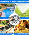 Large Outdoor Electrical Box With IP54 Weatherproof Cover 8 Cable Ports displayed by a pool, garden, pond, and holiday lights setup.