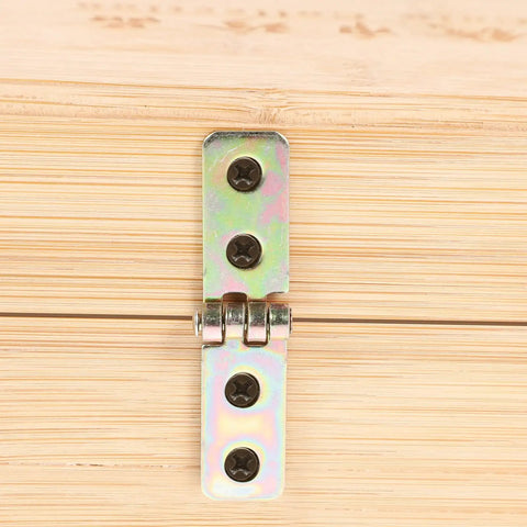 Close-up of 12 Pack Small Iron Chest Hinges Foldable Cabinet Door Hinges 60x13mm Reinforced Mini Box on wooden surface