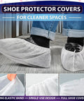 Bulk Disposable Shoe Covers, 50 Pairs Per Box, Indoor Use Only, Thin Nonwoven Fabric, Stretch Fit Up To 15.7 Inches.