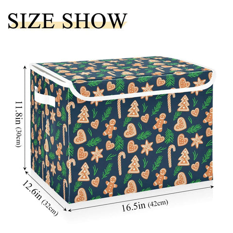Foldable Storage Bin With Flip Top Lid And Reinforced Handles For Bedroom Closet, 16.5in x 12.6in x 11.8in, 300D Oxford fabric.
