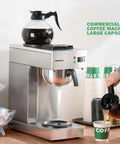 12 Cup Commercial Drip Coffee Maker With Glass Carafes And Two Warmers For Cafe Bar Restaurant Office Breakroom Stainless Steel Housing Fast Brew And Pour Over Style Coffee Station For Busy Venues Barista Boss Vibe