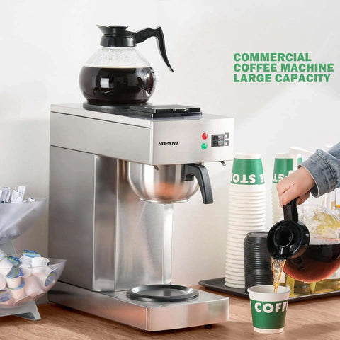 12 Cup Commercial Drip Coffee Maker With Glass Carafes And Two Warmers For Cafe Bar Restaurant Office Breakroom Stainless Steel Housing Fast Brew And Pour Over Style Coffee Station For Busy Venues Barista Boss Vibe