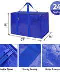 8 Pack Extra Large Moving Bags With Zippers And Carrying Handles, Heavy Duty Waterproof Storage Bags, 27x14x15 Inches, 24 Gallons