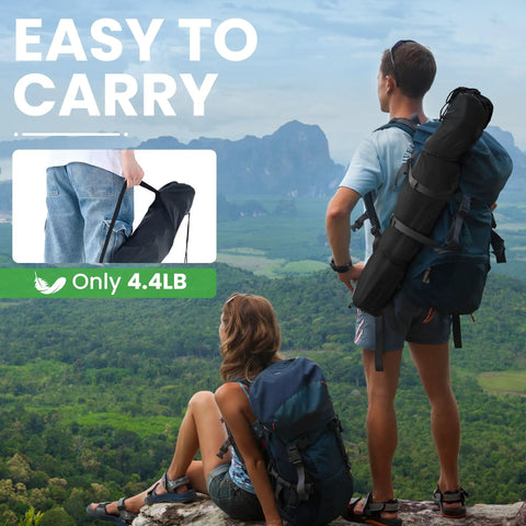 2 Pack Portable Camping Chairs Folding Lawn Chairs Outdoor Lightweight Beach Chairs hikers carrying chair bag on mountain