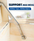 Heavy Duty Lid Hinge With Soft Close Gas Strut For 30 To 60 Pound Lids 200N Gas Spring Satin Nickel Finish installed on wooden box