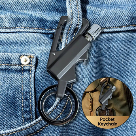 Infinity Lighter 3 In 1 Permanent Match With Multitool Keychain Bottle Opener for camping and hiking attached to jeans