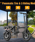 Electric Bike For Adults And Teens With 1200W Peak Motor Folding Commuter Ebike Up To 25 MPH And 30 To 45 Mile Range with 14 inch wheels