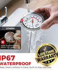 Hands Free Candy Thermometer With Clip Waterproof IP67 2.5 Inch Display NSF Certified Deep Fry Oil Thermometer being washed