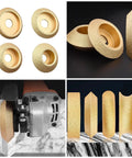 Pro-Grade Diamond Grinding Wheel For Marble And Granite, 20mm Bore, Bevel Edge V-Notch Profile, shown in various uses