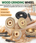 14 Piece Wood Carving Discs Set for 4 Inch and 4.5 Inch Angle Grinders with Rotary Burrs and Adapter Rings