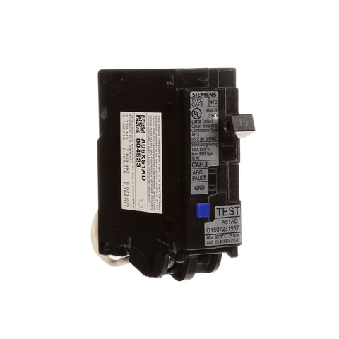 Plug-On Combination AFCI Breaker 15 Amp Single Pole 120-Volt With LED Trip Indicators in black finish