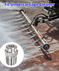 Pro Grade Surface Clean Tips Set Two Pack 25 Degree Pressure Washer Nozzles One Quarter Inch NPT Male Stainless Steel In Use