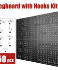 Heavy Duty Metal Pegboard Panels Four Pack With Fifty Hooks For Garage Workshop Office Or Craft Room Rust Resistant Steel Wall Organizer 16 By 12 Inches Tough As Nails Tool Storage For Workbench And More