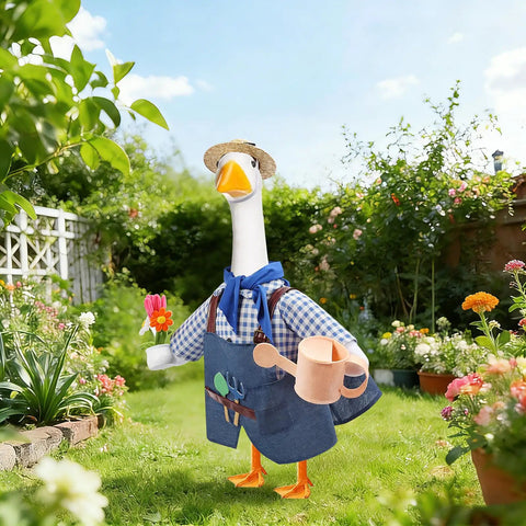 Totally Cute Porch Goose Gardener Outfit Kit For A 23 Inch Goose Statue Two Piece Goose Clothes With Hat Scarf Apron Skirt Tools