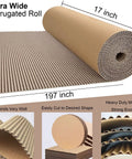 Extra Wide Corrugated Cardboard Roll 17 Inch By 197 Inch Thick Single Face Sheets For Crafts, Shipping, Mailing, And Gift Packaging