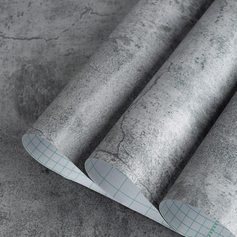 Peel And Stick Wide Gray Concrete Wallpaper Thickened Matte Vinyl Wall Covering Waterproof And Oil Resistant Cement Texture