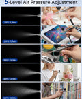 5-level air pressure adjustment with All In One Pro Grade Airbrush Kit With Compressor For Painting Nails Modeling Makeup And Cake Decorating