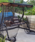 Bug Free Patio Swing Mosquito Netting With Zipper Door And Waterproof Roof For Outdoor Porch Swing 3 Seater on patio