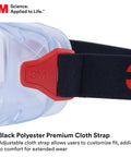 Close-up of GoggleGear Eye Protection Goggles 3000 Series with PVC shroud and black premium strap showing adjustable clasp.
