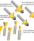43 Piece Router Bit Set With Half Inch Shank For Panel And Cabinet Doors Woodworking Carbide Milling Tools with yellow tips