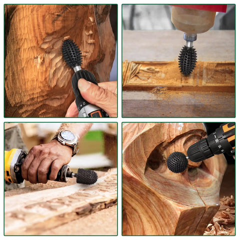 Extreme Coarse Ball Nose Rotary Burr For 1/4 Inch Shaft, Tungsten Carbide Wood Rasp Bit For Drills in use on wood and PLA