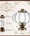 Detailed view of Crystal Pumpkin Cabinet Knobs 25 Pieces Clear Acrylic Drawer Pulls With Screws Vintage Round Dresser Knob For Kitchen Cabinets