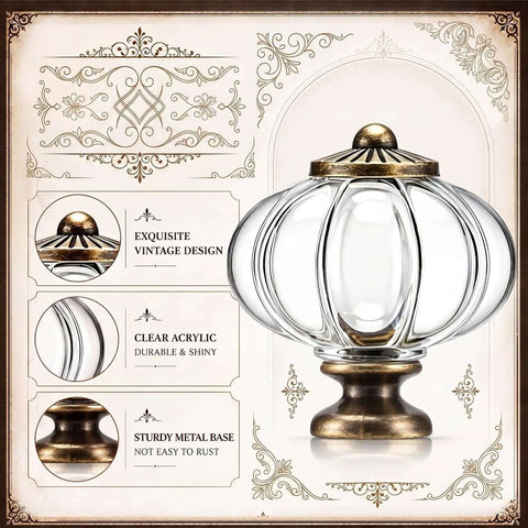 Detailed view of Crystal Pumpkin Cabinet Knobs 25 Pieces Clear Acrylic Drawer Pulls With Screws Vintage Round Dresser Knob For Kitchen Cabinets
