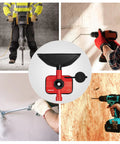 2-In-1 Vacuum Dust Collection Attachment for drilling and drywall cutting shown in use with various tools on job sites.